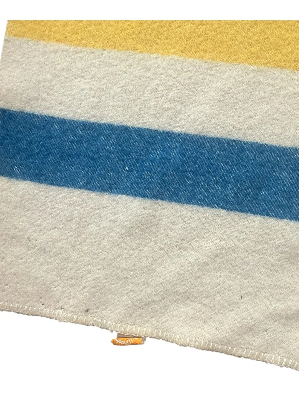 Vintage 1950s golden dawn striped wool reversible blanket 69 x 79 USA made